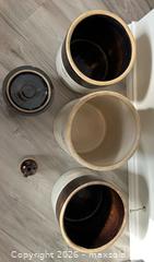 MaxSold Auction: Collection of Antique Stoneware Crocks x 5  - Burlington (Ontario, Canada) SELLER MANAGED Estate Sale Online Auction - Fairview Street (STORAGE)