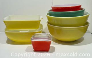 MaxSold Auction: Collection of Vintage Pyrex Mixing Bowls and Refrigerator Dishes(8pcs)  - Burlington (Ontario, Canada) SELLER MANAGED Estate Sale Online Auction - Fairview Street (STORAGE)