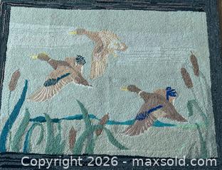 MaxSold Auction: Ducks in Flight Vintage Handmade Hooked Rug - Burlington (Ontario, Canada) SELLER MANAGED Estate Sale Online Auction - Fairview Street (STORAGE)