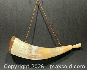 MaxSold Auction: Handcrafted Powder Horn c/w Leather Strap - Burlington (Ontario, Canada) SELLER MANAGED Estate Sale Online Auction - Fairview Street (STORAGE)