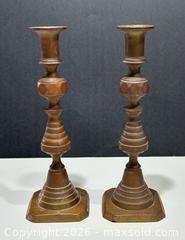 MaxSold Auction: Pair Of Antique Brass Push Up Candlesticks  - Burlington (Ontario, Canada) SELLER MANAGED Estate Sale Online Auction - Fairview Street (STORAGE)