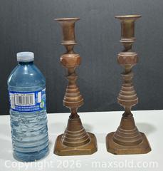 MaxSold Auction: Pair Of Antique Brass Push Up Candlesticks  - Burlington (Ontario, Canada) SELLER MANAGED Estate Sale Online Auction - Fairview Street (STORAGE)