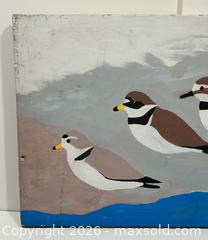 MaxSold Auction: Vintage Acadian Folk Art Birds Painting on Wood Plank By Bob Chivers (c) - Burlington (Ontario, Canada) SELLER MANAGED Estate Sale Online Auction - Fairview Street (STORAGE)