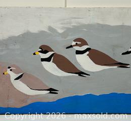 MaxSold Auction: Vintage Acadian Folk Art Birds Painting on Wood Plank By Bob Chivers (c) - Burlington (Ontario, Canada) SELLER MANAGED Estate Sale Online Auction - Fairview Street (STORAGE)