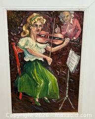 MaxSold Auction: Young Lady Playing Violin Framed Oil on Board - Burlington (Ontario, Canada) SELLER MANAGED Estate Sale Online Auction - Fairview Street (STORAGE)