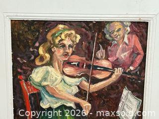 MaxSold Auction: Young Lady Playing Violin Framed Oil on Board - Burlington (Ontario, Canada) SELLER MANAGED Estate Sale Online Auction - Fairview Street (STORAGE)