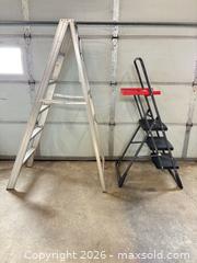 MaxSold Auction: Pair: Aluminum A-Frame Step Ladder & 3-Step Folding Step Stool - Lakeshore (Maidstone)(Ontario, Canada) PARTNER MANAGED Estate Sale Online Auction - County Road 42