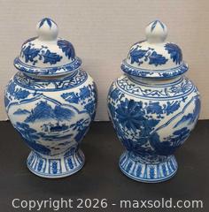 MaxSold Auction: Pair of Blue & White Porcelain Ginger Jars with Lids - Lakeshore (Maidstone)(Ontario, Canada) PARTNER MANAGED Estate Sale Online Auction - County Road 42