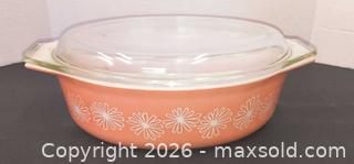 MaxSold Auction: Pyrex 2.5 Qt Pink Salmon Daisy Flower-Band Casserole - Lakeshore (Maidstone)(Ontario, Canada) PARTNER MANAGED Estate Sale Online Auction - County Road 42