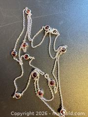 MaxSold Auction: Long sterling silver necklace with stones 34” length  - Markham (Ontario, Canada) SELLER MANAGED Downsizing Online Auction - Loring Crescent