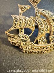 MaxSold Auction: Sterling silver marcasite ship brooch  - Markham (Ontario, Canada) SELLER MANAGED Downsizing Online Auction - Loring Crescent