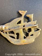 MaxSold Auction: Sterling silver marcasite ship brooch  - Markham (Ontario, Canada) SELLER MANAGED Downsizing Online Auction - Loring Crescent