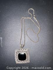 MaxSold Auction: Sterling silver necklace with onyx pendant  - Markham (Ontario, Canada) SELLER MANAGED Downsizing Online Auction - Loring Crescent
