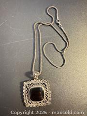 MaxSold Auction: Sterling silver necklace with onyx pendant  - Markham (Ontario, Canada) SELLER MANAGED Downsizing Online Auction - Loring Crescent