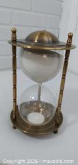 MaxSold Auction: Antique Brass Patina Hourglass Sand Timer with White Sand - London (Ontario, Canada) SELLER MANAGED Estate Sale Online Auction - Winding Way Crescent