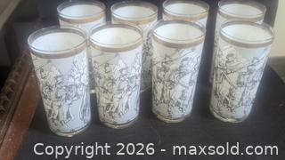 MaxSold Auction: 8 Heraldic Medeival Knights "Camelot" Pristine Drinking Glass Set - Toronto (Ontario, Canada) PARTNER MANAGED Reseller Online Auction - Railside Road