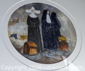 MaxSold Auction: Abstract Nuns Artist Signed RENE M. VERLEYEN (BELGIUM, 1935-2013} Circular Oil Painting On Board - Toronto (Ontario, Canada) PARTNER MANAGED Reseller Online Auction - Railside Road