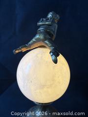 MaxSold Auction: Antique Bronzed Metal Figural Leaping Boy On Alabaster Shade Table Lamp Working - Toronto (Ontario, Canada) PARTNER MANAGED Reseller Online Auction - Railside Road