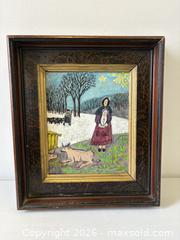 MaxSold Auction: Early Antique Primitive Folk Art Well-Painted Oil Painting On Board Shepherd Cows Madonna - Toronto (Ontario, Canada) PARTNER MANAGED Reseller Online Auction - Railside Road