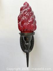 MaxSold Auction: Gothic Style Cast-Iron Wall Sconce Lamp Ruby Flame Glass Shade - Toronto (Ontario, Canada) PARTNER MANAGED Reseller Online Auction - Railside Road