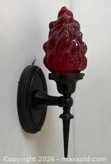 MaxSold Auction: Gothic Style Cast-Iron Wall Sconce Lamp Ruby Flame Glass Shade - Toronto (Ontario, Canada) PARTNER MANAGED Reseller Online Auction - Railside Road
