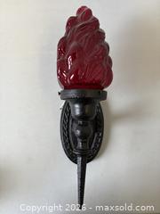 MaxSold Auction: Gothic Style Cast-Iron Wall Sconce Lamp Ruby Flame Glass Shade - Toronto (Ontario, Canada) PARTNER MANAGED Reseller Online Auction - Railside Road
