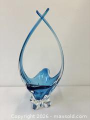 MaxSold Auction: Large Mid-Cejntury Blue Hued Cross Art Glass Vase Signed Chalet - Toronto (Ontario, Canada) PARTNER MANAGED Reseller Online Auction - Railside Road