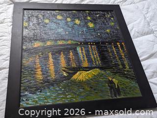 MaxSold Auction: Large Wood Framed Starry Night Over The Rhone Tribute To Van Gogh Oil Painting On Canvas - Toronto (Ontario, Canada) PARTNER MANAGED Reseller Online Auction - Railside Road