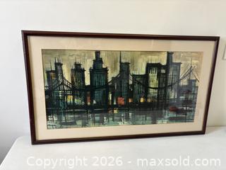 MaxSold Auction: Mid-Century Modernist Abstract Cityscape Framed Lithograph On Canvas Signed M Girard 1965 - Toronto (Ontario, Canada) PARTNER MANAGED Reseller Online Auction - Railside Road