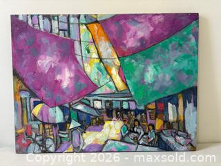 MaxSold Auction: Vibrant Impressionist Singapore Cafe Oil Painting On Canvas Artist Signed Dan 16 - Toronto (Ontario, Canada) PARTNER MANAGED Reseller Online Auction - Railside Road