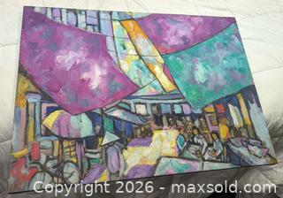 MaxSold Auction: Vibrant Impressionist Singapore Cafe Oil Painting On Canvas Artist Signed Dan 16 - Toronto (Ontario, Canada) PARTNER MANAGED Reseller Online Auction - Railside Road