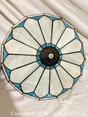 MaxSold Auction: 16 in Tiffany-Style Stained Glass Lamp Shade, Blue/Turquoise/White/Green - Toronto (Ontario, Canada) SELLER MANAGED Downsizing Online Auction - Rutherford Avenue