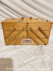 MaxSold Auction: Wooden Cantilever Sewing/Storage Box with Notions - Toronto (Ontario, Canada) SELLER MANAGED Downsizing Online Auction - Rutherford Avenue