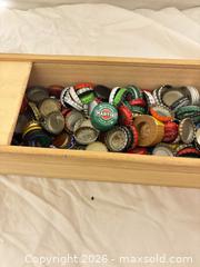 MaxSold Auction: Wooden Sliding-Lid Storage Box with Assorted Bottle Caps - Toronto (Ontario, Canada) SELLER MANAGED Downsizing Online Auction - Rutherford Avenue