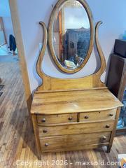 MaxSold Auction: 5 drawer antique maple dresser with mirror  - Almonte (Ontario, Canada) SELLER MANAGED Downsizing Online Auction - River Road