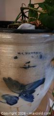 MaxSold Auction: Antique Blue Hummingbird At Flower Salt Glaze crock  - Almonte (Ontario, Canada) SELLER MANAGED Downsizing Online Auction - River Road