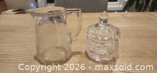 MaxSold Auction: Cornflower glass cream and sugar set - Almonte (Ontario, Canada) SELLER MANAGED Downsizing Online Auction - River Road