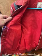 MaxSold Auction: Michael Jackson thriller candy red vintage leather zipper jacket  - Almonte (Ontario, Canada) SELLER MANAGED Downsizing Online Auction - River Road
