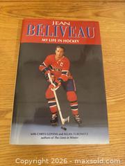 MaxSold Auction: Signed Jean Béliveau “my life in hockey” dust jacket hard cover book - Almonte (Ontario, Canada) SELLER MANAGED Downsizing Online Auction - River Road