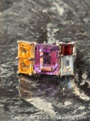 MaxSold Auction: Fancy Large Sterling Silver 925 Statement Multi-Gemstone Cocktail Ring Amethyst Citrine Garnet Topaz - Pickering (Ontario, Canada) PARTNER MANAGED Estate Sale Online Auction - Granite Court
