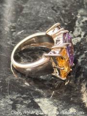 MaxSold Auction: Fancy Large Sterling Silver 925 Statement Multi-Gemstone Cocktail Ring Amethyst Citrine Garnet Topaz - Pickering (Ontario, Canada) PARTNER MANAGED Estate Sale Online Auction - Granite Court