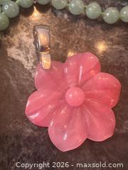 MaxSold Auction: Hawaiian Style GreenJade Beaded Necklace with Pink Flower Jade Pendant Sterling 925 - Pickering (Ontario, Canada) PARTNER MANAGED Estate Sale Online Auction - Granite Court