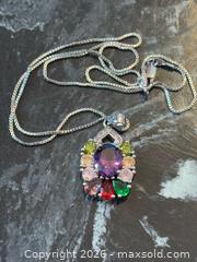 MaxSold Auction: Lovely Sterling Silver 925 Multi-Gemstone Pendant Necklace with Sterling 925 Box Chain - Pickering (Ontario, Canada) PARTNER MANAGED Estate Sale Online Auction - Granite Court