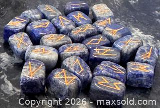 MaxSold Auction: Real Stone Handmade Sodalite Rune Stone Set — 25 Blue Runes NEW - Pickering (Ontario, Canada) PARTNER MANAGED Estate Sale Online Auction - Granite Court