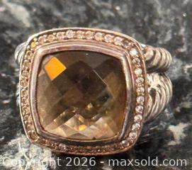 MaxSold Auction: Sterling Silver 925 DY Ring with Cushion-Cut Smoky Quartz & CZ Accents - Pickering (Ontario, Canada) PARTNER MANAGED Estate Sale Online Auction - Granite Court