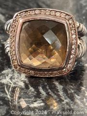 MaxSold Auction: Sterling Silver 925 DY Ring with Cushion-Cut Smoky Quartz & CZ Accents - Pickering (Ontario, Canada) PARTNER MANAGED Estate Sale Online Auction - Granite Court