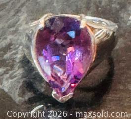 MaxSold Auction: Sterling Silver 925 Ring with Pear (Teardrop) Amethyst  - Pickering (Ontario, Canada) PARTNER MANAGED Estate Sale Online Auction - Granite Court