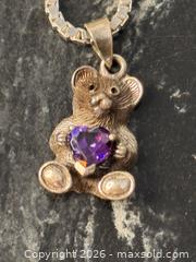 MaxSold Auction: Sterling Silver Amethyst Heart Teddy Bear Vintage Necklace - Pickering (Ontario, Canada) PARTNER MANAGED Estate Sale Online Auction - Granite Court