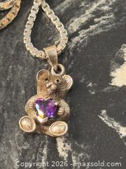 MaxSold Auction: Sterling Silver Amethyst Heart Teddy Bear Vintage Necklace - Pickering (Ontario, Canada) PARTNER MANAGED Estate Sale Online Auction - Granite Court