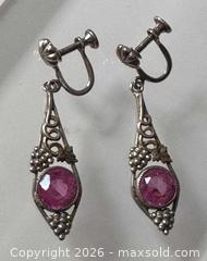 MaxSold Auction: Vintage Antique  Sterling Silver 925 Art Deco Pink Paste Glass Screw-Back Clip-On Earrings - Pickering (Ontario, Canada) PARTNER MANAGED Estate Sale Online Auction - Granite Court